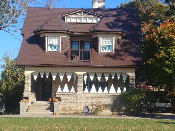 a house with an eye on the window