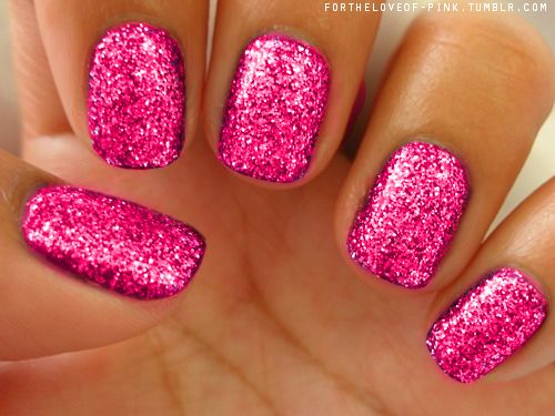 i love hot pink! and glitter nails!! Pink Glitter Nails, Sparkle Nails, Nails Polish, I Love Nails, Prom Nails, Manicure Y Pedicure, Nailed It, Beauty Nail, Fancy Nails