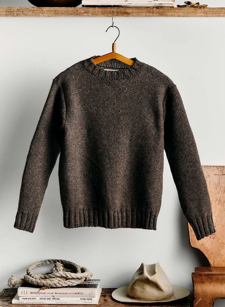 Imogene Willie, Grandpa Style, Guys Clothing Styles, Fisherman Sweater, Men Fashion Casual Outfits, Fashion Pieces, Knitting Women Sweater, Minimalist Fashion, Crew Neck Sweater