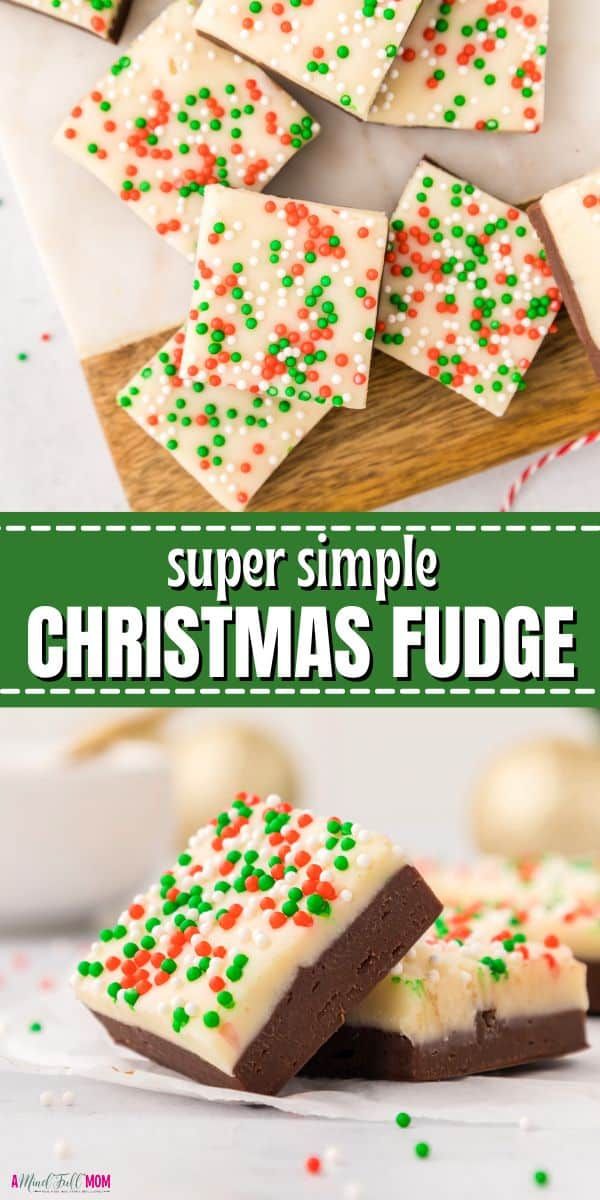 white chocolate fudges with sprinkles on top and the words super simple christmas fudge