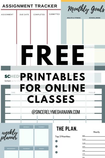 the free printables for online classes