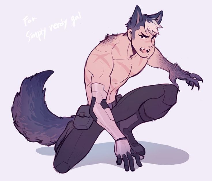 a drawing of a furry man kneeling down