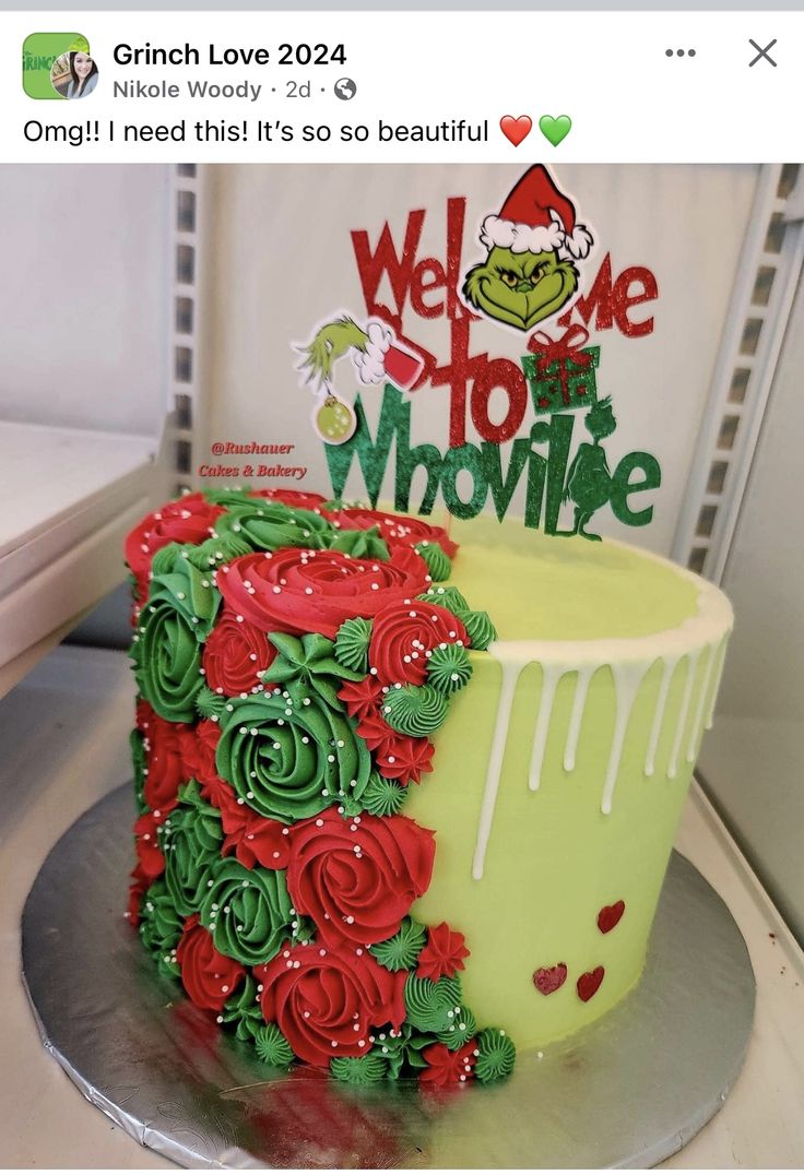 there is a cake decorated with roses and icing