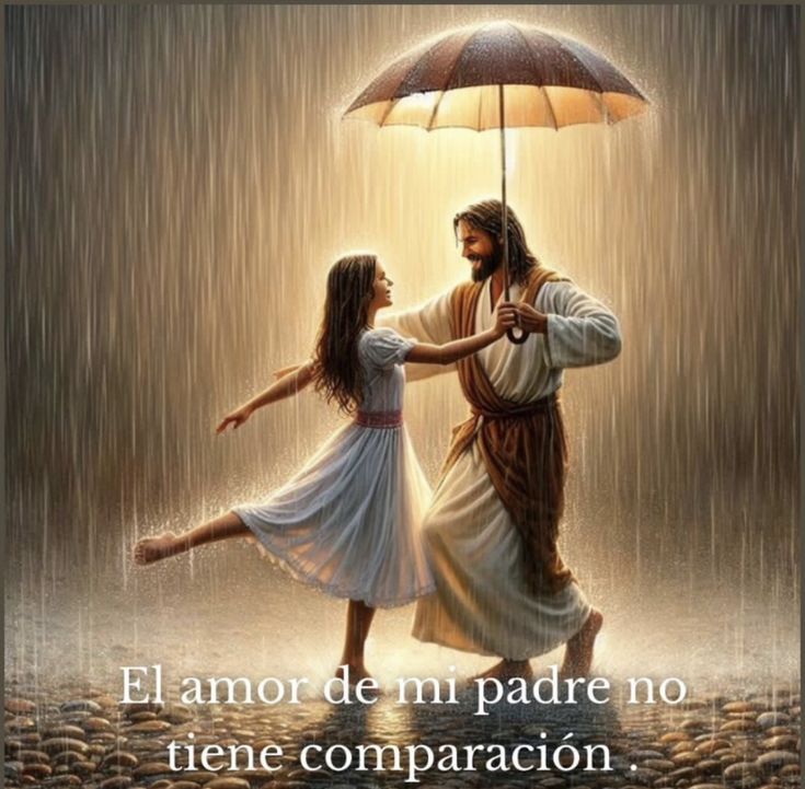 a man and woman dancing in the rain under an umbrella with words written on it