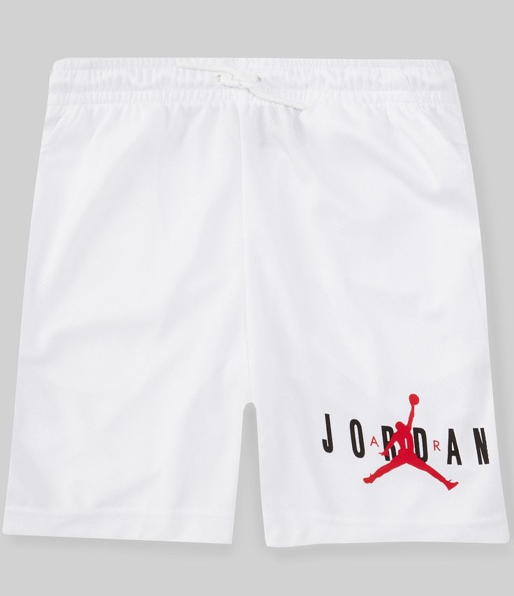 From Jordan&#x2C; this short features:pull-on stylingelastic waist"Jordan" block lettering with center "jumpman" graphic on one leg"champ" mesh polyesterMachine wash; tumble dryImported. Logo Print Sports Bottoms For Summer, Summer Sports Bottoms With Logo Print, White Logo Print Bottoms For Summer, Sports Bottoms With Logo Print And Short Shape, Sports Shorts With Logo Print, Sports Logo Print Shorts, Sporty Logo Print Short Bottoms, Sporty Logo Print Bottoms For Spring, Summer Sportswear Bottoms With Letter Print