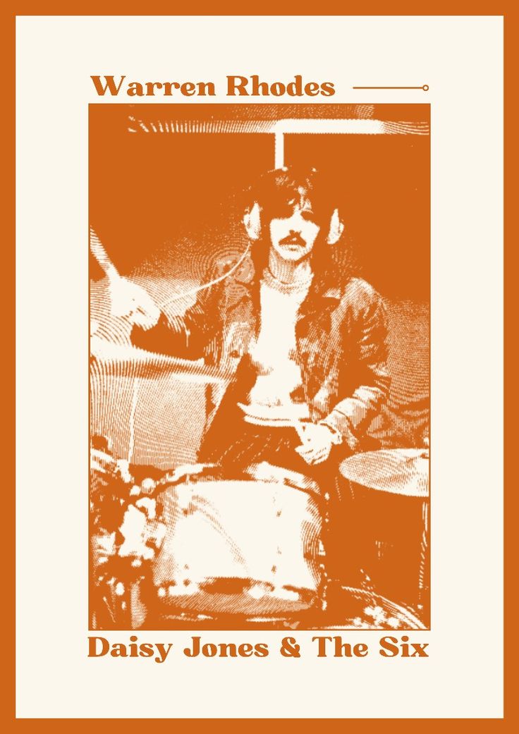 an orange and white photo of a man playing drums