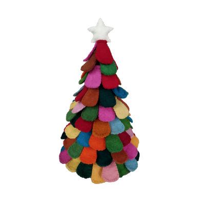 a multicolored felt christmas tree ornament