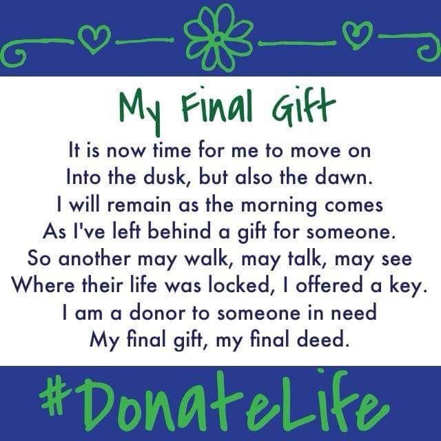 a poem written in green and blue with the words'my final gift it is now time for me to move on into the dusk, but also the morning comes