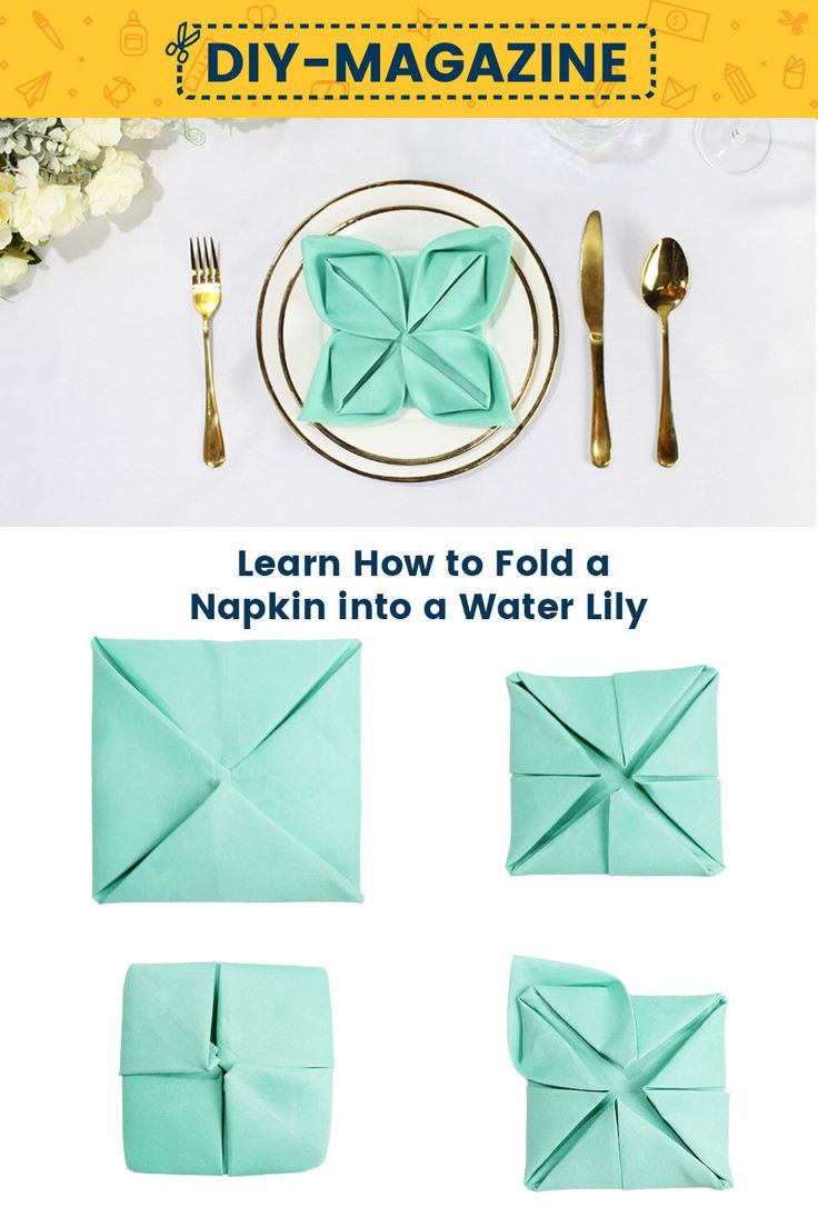 How to fold a napkin into a Water Lily Lotus Napkin Folding Step By Step, Creative Napkin Fold, Beautiful Napkin Folding, Napkin Folding Ideas, Fancy Napkin Folding, Towel Folding, Paper Napkin Folding, Napkin Folds, Folding Towels