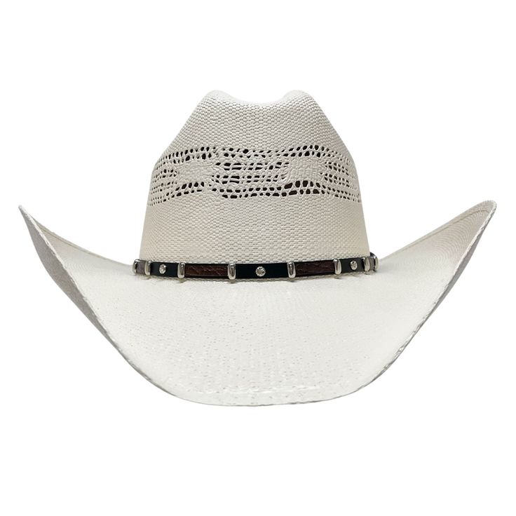 Description - Brim 4" Crown 4" - Sewn in Sweatband - Straw - Featherweight - Western Hat Band There's a certain feeling of freedom when you wear your favorite hat and know that whatever comes next you have it handled.The Billings features an traditional cowboy hat crease, four inch brim to keep sun off your face while keeping cool air inside head through vents in the 4" crown. Padded sweatband makes it comfortable enough for any activity or event - perfect day at work then a downtown spin! Sizin Mens Straw Cowboy Hat, Straw Cowgirl Hat, White Cowboy Hat, Brown Cowboy Hat, Hats For Big Heads, American Hat Makers, Leather Cowboy Hats, Patriotic Hats, Black Cowboy Hat