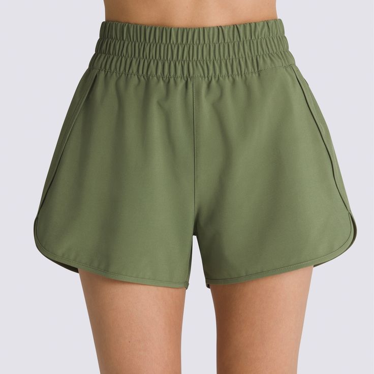 The Avery Elastic Waist Short is made with a stretchy recycled polyester and spandex blend for all-day comfort. 92% Recycled Polyester, 8% Spandex Elastic waist short Model wearing size 26 or Small | Vans Avery Elastic Waist Shorts Womens Small Vans Store, Vans Logo, Short Models, Elastic Waist Shorts, New Shoes, Elastic Waist, Spandex, Elastic, Outfit Accessories