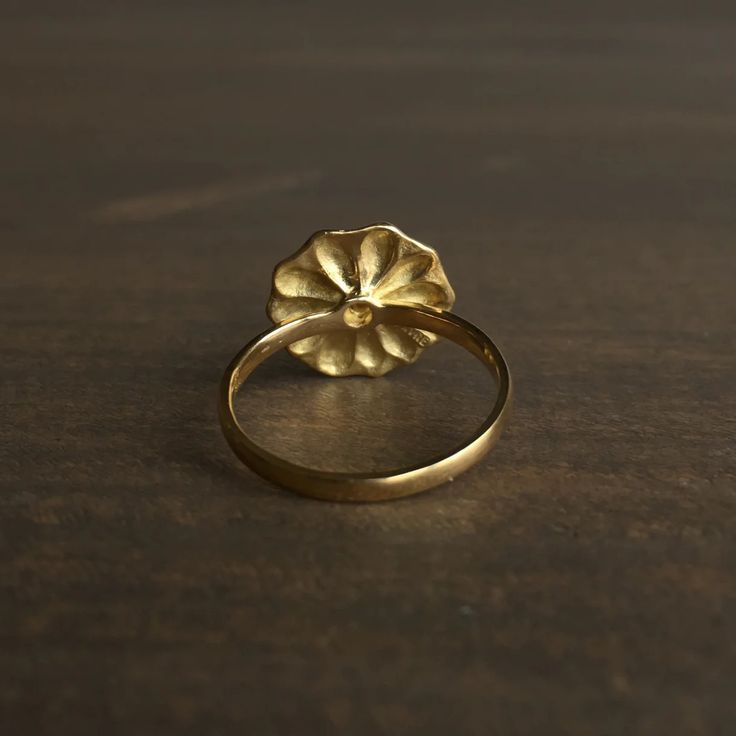 Mimi Favre Small Gold Lotus Ring – Meeka Fine Jewelry Heirloom Style Yellow Gold Oval Flower Ring, 14k Gold Hallmarked Flower Ring, Hallmarked 14k Gold Flower Ring, Dainty Oval Yellow Gold Flower Ring, Formal Gold Flower Ring Stamped 14k, Formal Yellow Gold Flower Shaped Ring, Formal Yellow Gold Flower Ring, Gold Oval Flower Ring With Birth Flower Detail, Delicate Gold Flower Ring For Formal Occasions