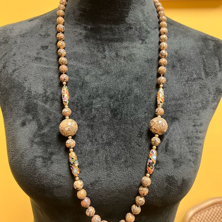 Long Necklace,Beige Color, Real Stones Elegant Beige Beaded Necklaces With Large Beads, Elegant Beige Beaded Necklace With Large Beads, Elegant Beige Beaded Necklaces With Colorful Beads, Elegant Beige Beaded Necklace With Colorful Beads, Elegant Brown Long Necklace With Round Beads, Elegant Beige Jewelry With Large Beads, Elegant Brown Beaded Necklace, Puffy Heart Necklace, Rose Gold Heart Necklace