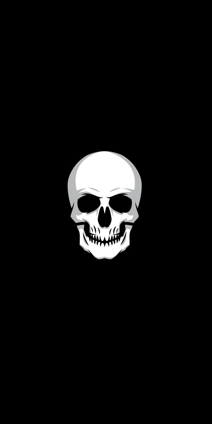 a white skull on a black background