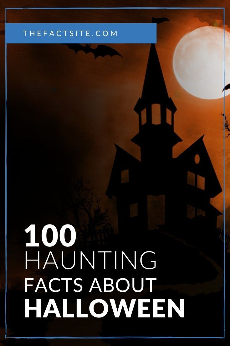 a spooky house with bats flying over it and the words, 100 fascinating facts about halloween