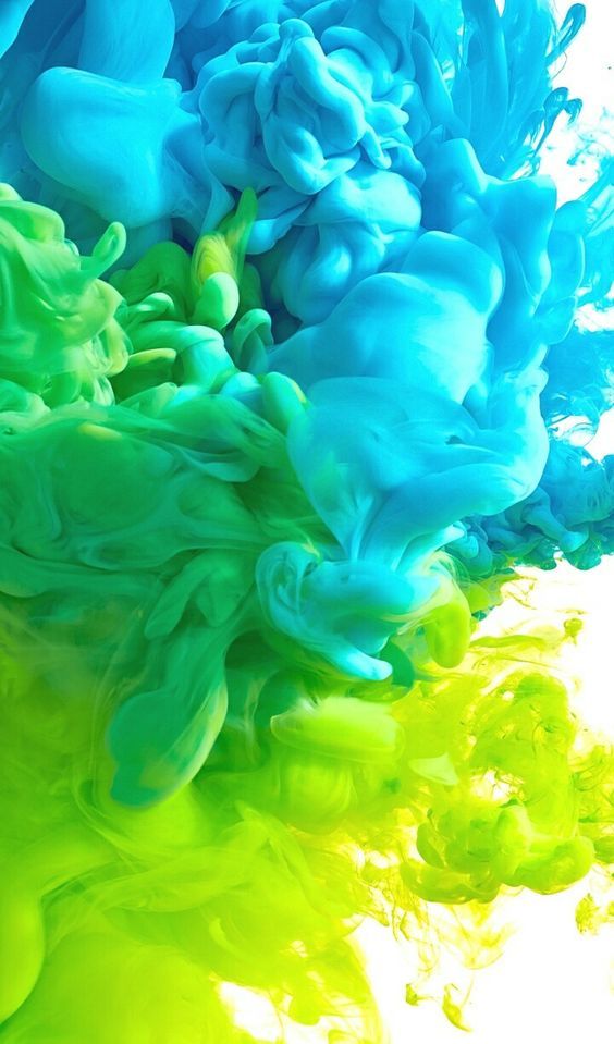 blue and green ink are mixed together in the same color fluid, as well as white background