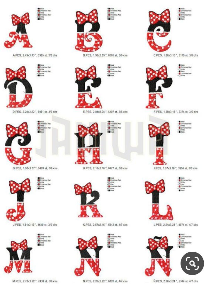 the letters and numbers are made up of minnie mouse's bow ties, which have been