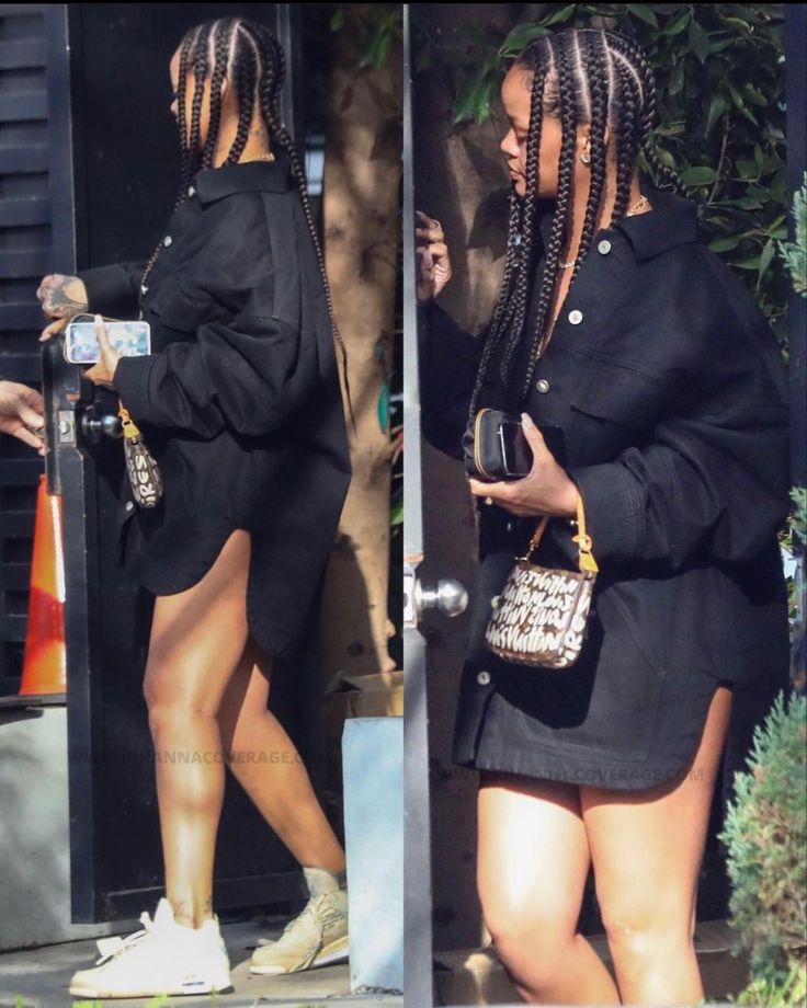 Rihanna With Braids, Rihanna Cornrows Hairstyles, Rihanna Cornrows, Cornrows Outfit, Rihanna Braids, Thick Braids, Hair Like Wool, Looks Rihanna, Short Box Braids Hairstyles