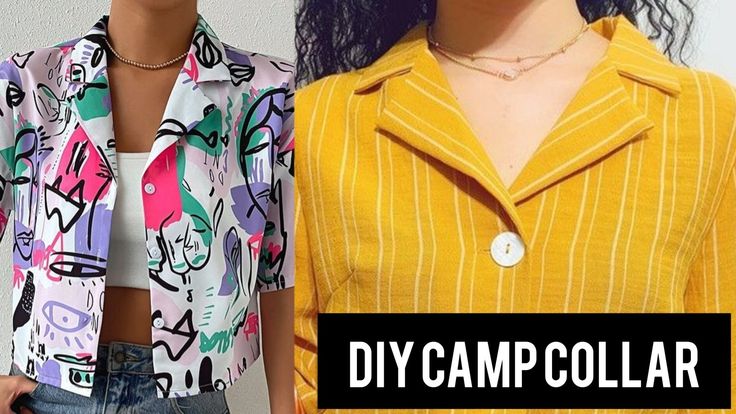 two women standing next to each other with the words diy camp collar on them