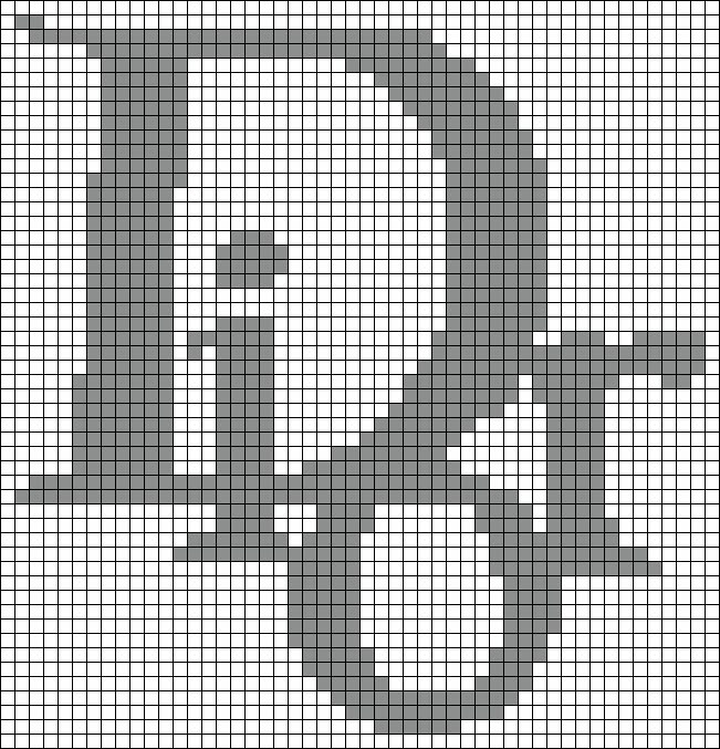 a cross stitch pattern with the letter d in grey and white