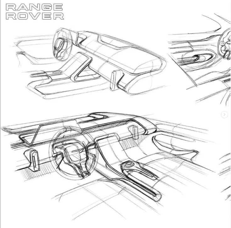 some sketches of the interior of a car