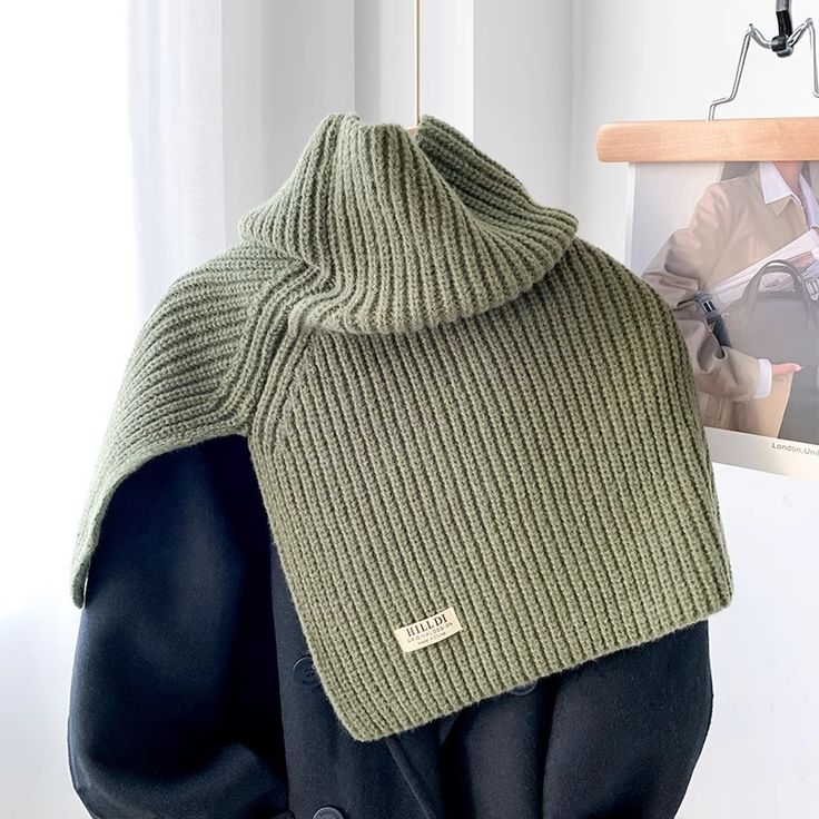 Color: Army Green Trendy Green One-size Sweater, Casual Snug Winter Tops, Casual Knit Turtleneck Sweater, One Size Casual Knitted Tops, Casual One Size Knitted Tops, Solid Knit Tops For Winter, Oversized Warm Knit Tops, Warm Oversized Knit Tops, Chic Knitted Acrylic Tops