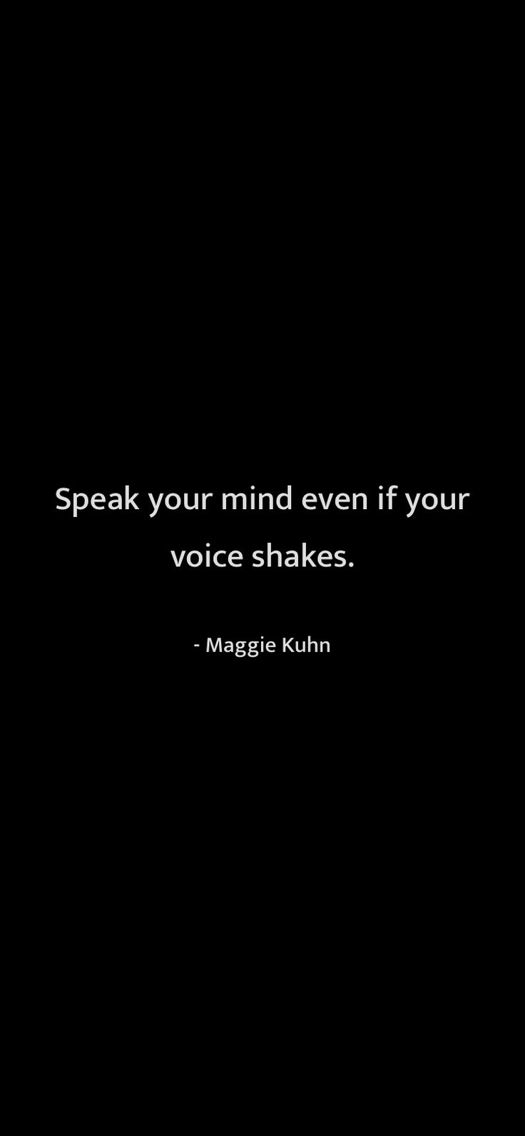 a black and white photo with the quote speak your mind even if your voice shakes