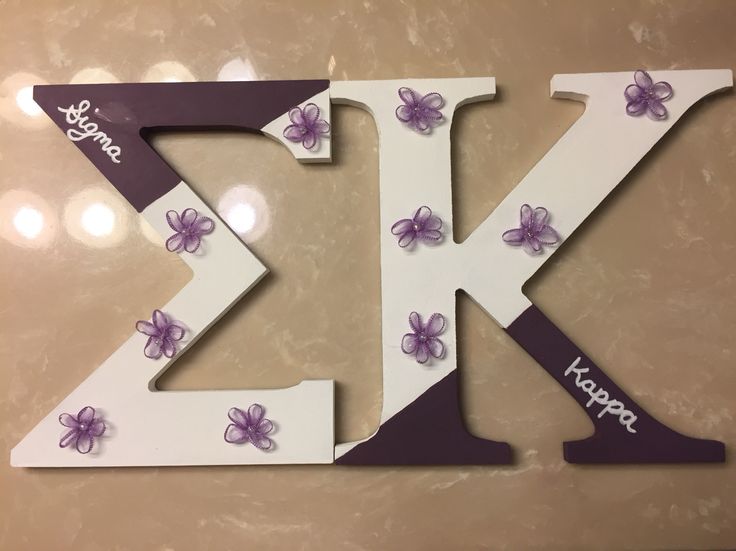 the letter k is decorated with purple flowers and white letters that spell it's birthday