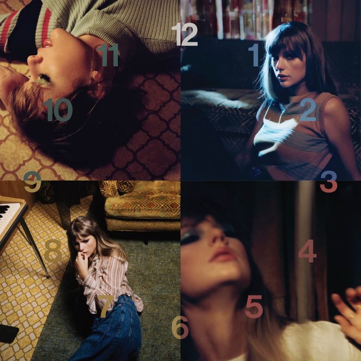 four different pictures of women laying on the floor