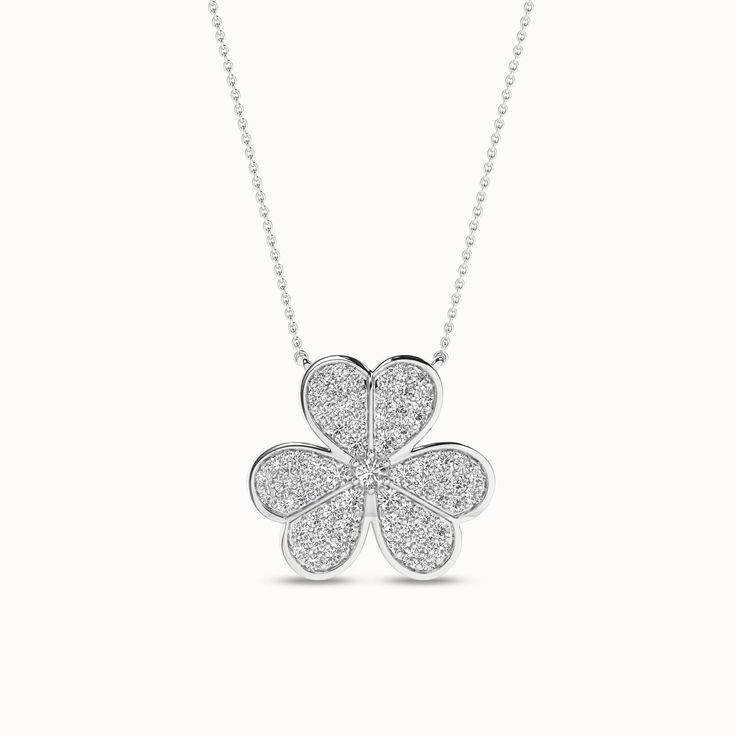 Lucky Necklace_Product Angle_PCP Main Image Lucky Necklace, Diamond Necklace Designs, Necklace Design, Diamond Pendant Necklace, Necklace Designs, Meaningful Gifts, Floral Motif, Diamond Pendant, Timeless Beauty