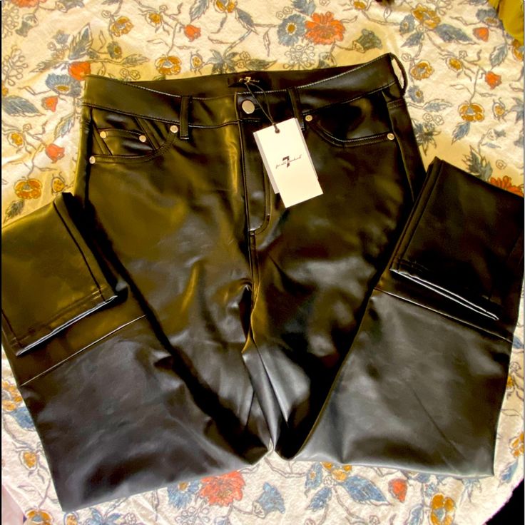 Nwt. Two Back Pockets Are Real, Two Fronts Are Fake. Lightly Fleece Lined For Easy Slip On/Off Unlike Other “Leather” Pants. Very Stylish. Trendy High Waist Leather Pants With Pockets, Trendy High-waisted Leather Pants With Pockets, Trendy Straight Leg Leather Pants With Pockets, Mid-rise Leather Pants With Pockets, Trendy High Waist Leather Pants With Faux Pockets, Chic Jeans With Side Pockets For Fall, Straight Leg Bottoms With Faux Front Pockets For Fall, Fall Fitted Leather Pants With Side Pockets, Fall Pants With Pockets For Night Out