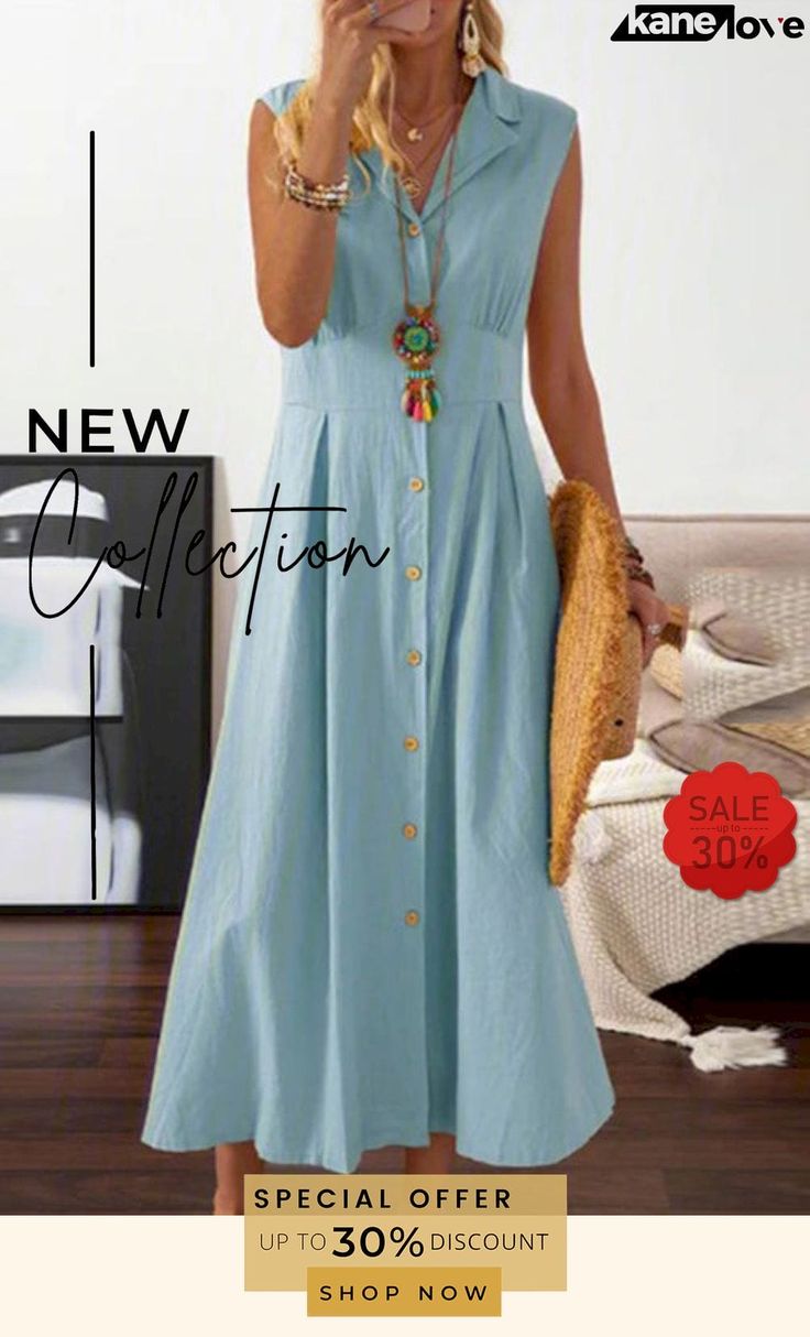 Lapel Button Sleeveless Midi Dress Sleeveless Midi Dress, Dresses By Length, Midi Dress Sleeveless, Elevate Your Style, Women's Fashion Dresses, Your Style, Fashion Dresses, Shop Now, Midi Dress