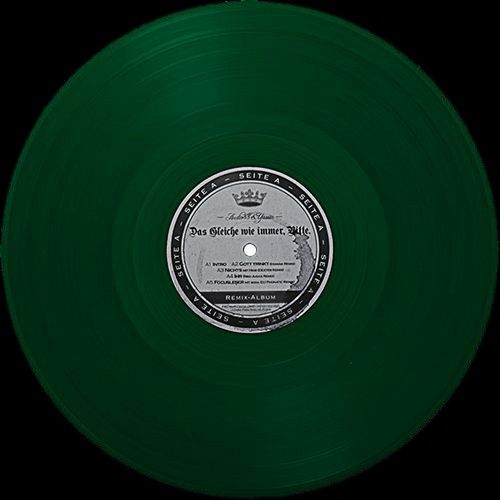 a green vinyl record with the label on it