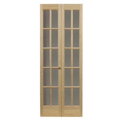 a pair of wooden doors with frosted glass on the front and side panels in light wood