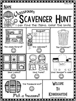 the scavenger hunt with pictures and words to help students understand what they are doing