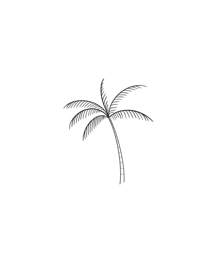 a black and white drawing of a palm tree