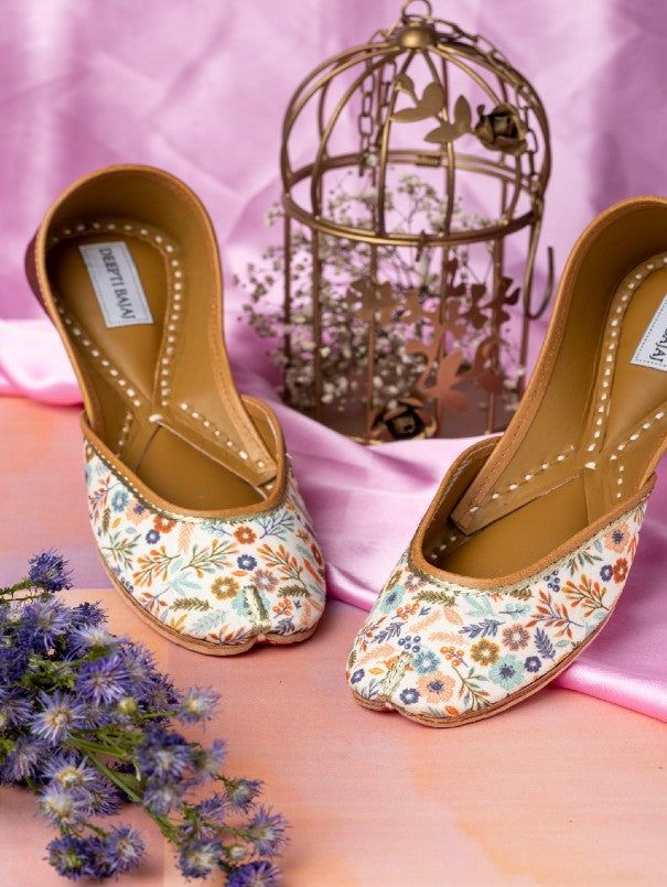 Paradise - Tropical Printe Silk Juttis By Label Dipti Bajaj now available at Trendroots Trendy Shirt Designs, Mild Cleanser, Silk Road, Fabric Silk, Best Deal, Summer Season, Beautiful Shoes, Luxury Shoes, Indian Fashion