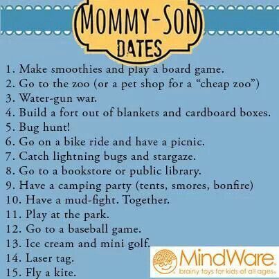 a blue and yellow poster with instructions to play the game mommy - son dates