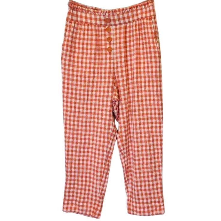 Adorable High Rise, Straight Legged Gingham Pants. Featuring Buttons And A Stretchy Waistband. M E A S U R E M E N T S : 55% Linen 45% Viscose Note: All Items Come From A Smoke-Free, Pet-Friendly Home. All Items (Except For Nwt Items) Are Washed With Sensitive Skin Laundry Detergent Before They Are Shipped. Casual Gingham Pants For Summer, Casual Gingham Trousers, Trendy Plaid Pants For Summer, Casual Gingham Bottoms With Elastic Waistband, High Waist Plaid Summer Pants, Gingham Bottoms With Elastic Waistband For Spring, High Waist Plaid Bottoms For Picnic, Spring Gingham Bottoms With Elastic Waistband, Summer Cotton Pants For Picnic