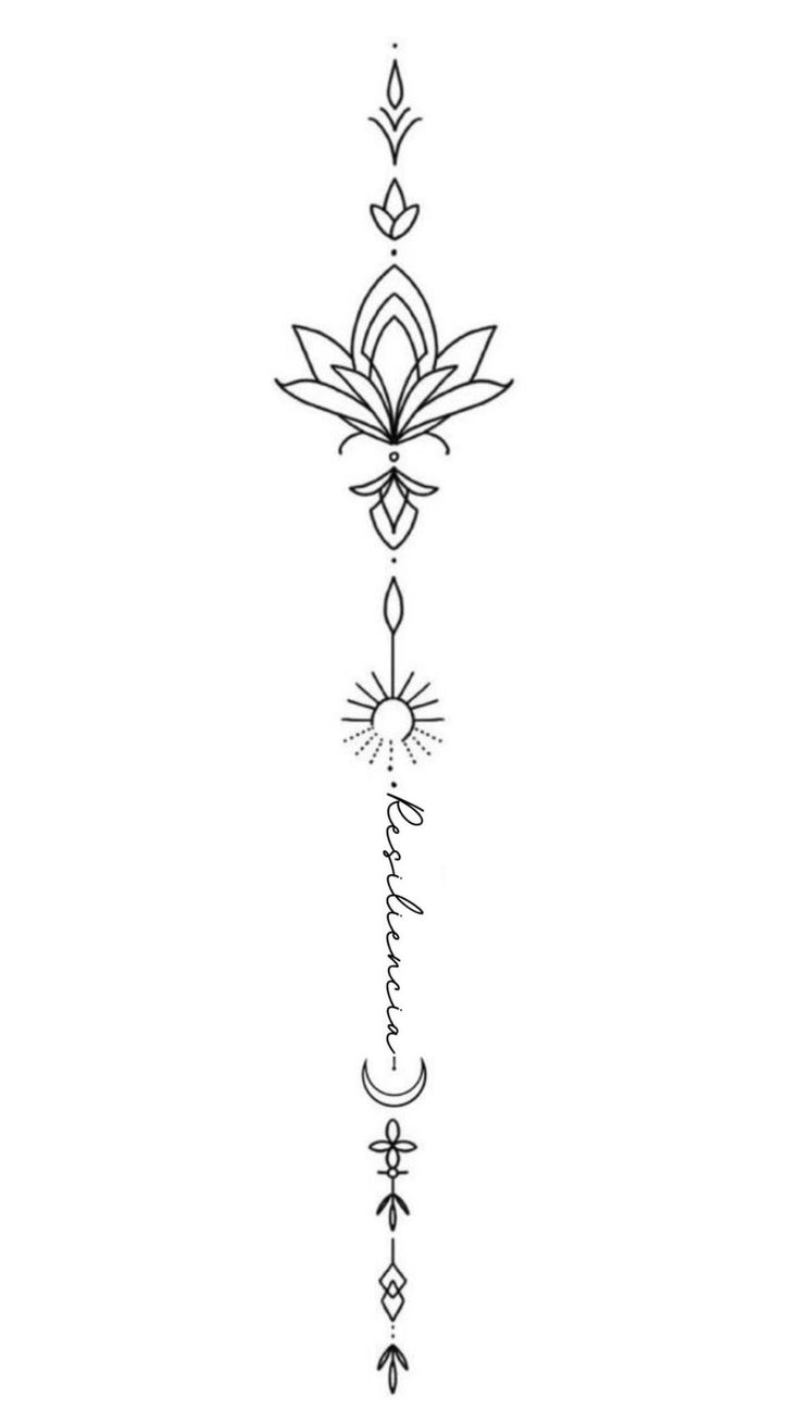 the back side of a woman's neck with an arrow and flowers on it