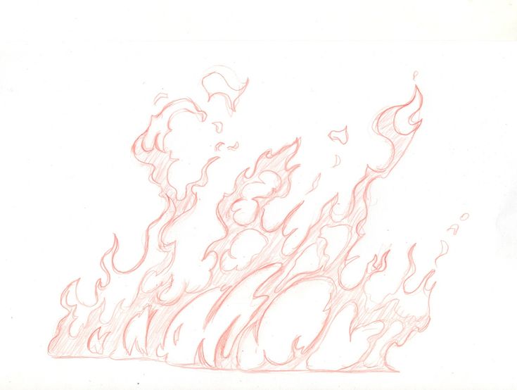 a drawing of flames on a white paper