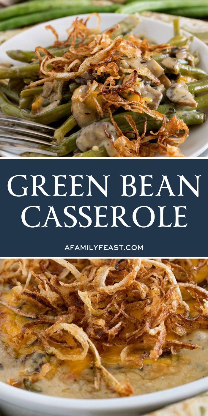 green bean casserole on a white plate