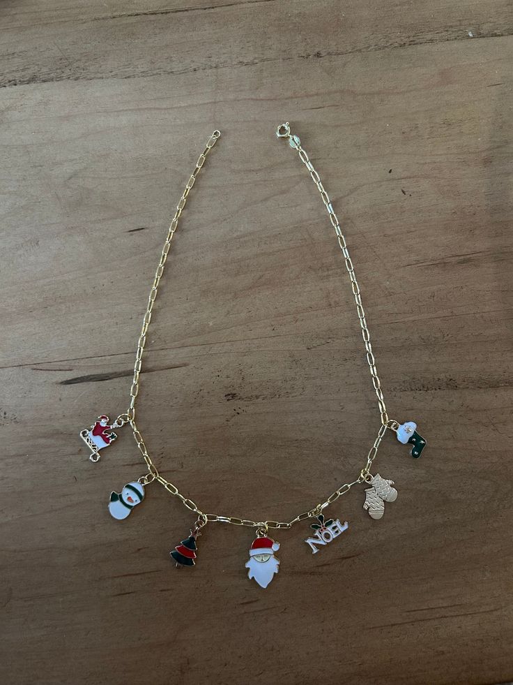 Christmas charm necklace, great for a gift for this upcoming holiday season! Christmas Charms, Charm Necklace, Holiday Season, Favorite Jewelry, Necklace Etsy, Necklace Lengths, Gold Necklace, Beauty Book, Jewelry Necklaces