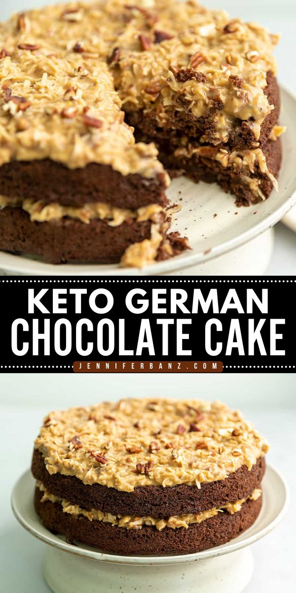 A must-try Mother's Day dessert recipe! This homemade treat for Mother's Day features a Keto German Chocolate Cake that's also gluten-free and sugar-free. Complete with a German chocolate frosting that has coconut and pecans, this keto chocolate cake is so rich! Keto Chocolate Dessert, Keto German Chocolate Cake, Easy Keto Chocolate Frosting, Low Carb German Chocolate Cake, Keto German Chocolate Cheesecake, Paleo German Chocolate Cake, Lilys Chocolate Keto Recipes, German Chocolate Frosting, Keto Chocolate Mug Cake