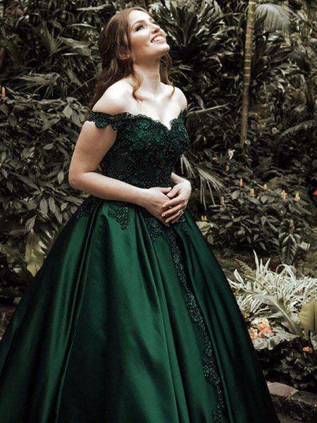 Dark Green Ball Gown, Dark Green Prom Dress, Red Green Dress, Green Ball Gown, Lace Prom Gown, Emerald Green Prom Dress, Green Evening Dress, Satin Ball Gown, Elegant Ball Gowns