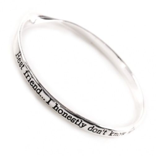 quote jewellery:  Silver Plated Bangle Best Friend, I Honestly don't Know what I would do without you. Affirmations Quote Bangle Fashion Jewelry Quotes, Love Bangle, Silver Jewelry Box, Jewelry Quotes, Simple Diamonds, Jewellery Silver, Jewellery Uk, My Girlfriend, Sterling Silver Bangles