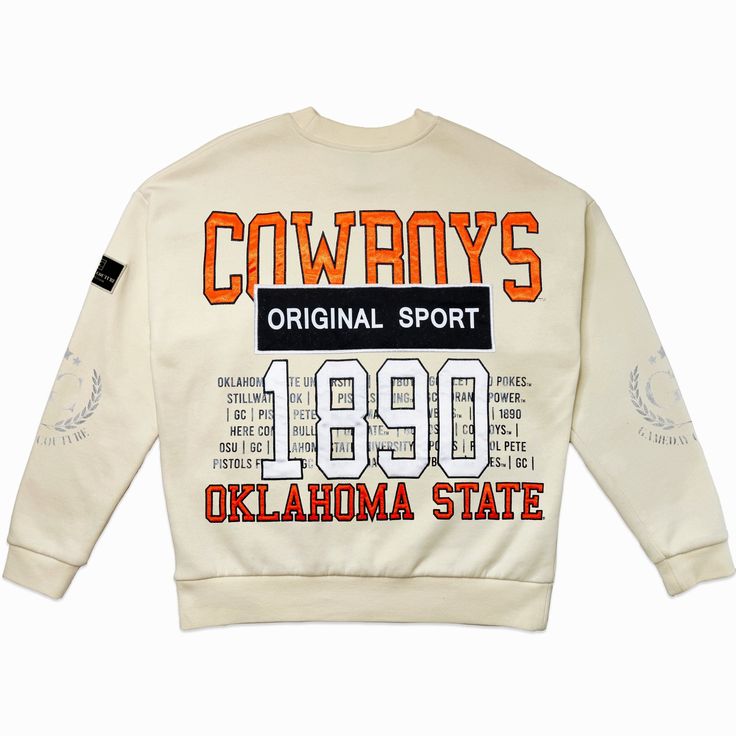 Get ready to cheer on your Oklahoma State Cowboys with our black label premium fleece drop-shoulder crewneck with ribbed knit neckline, cuffs, and waistband. From the game to the everyday, this is your go-to choice. Madi Prewett, Oklahoma State Cowboys, Oklahoma State, Black Label, Oklahoma, Drop Shoulder, The Game, Ribbed Knit, Crew Neck