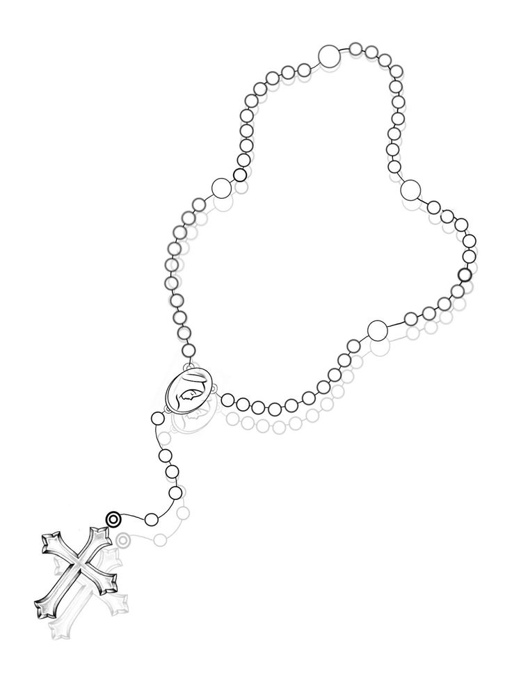 a rosary with a cross on it is shown in black and white, as well as the word jesus christ