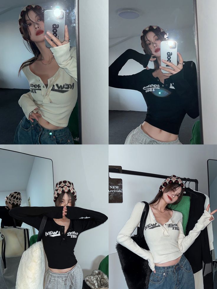 Tavimart Retro Graffiti Print Elastic T Shirt Women Sexy Slim Crop Top Ribbed Long Sleeve O-neck Tops Grunge Tee Tops Korean Measurement In CM Size Shoulder Chest Length Sleeve M 32 70 42 53 L 33 72 43 54 XL 34 74 44 55 Measurement In Inch Size Shoulder Chest Length Sleeve M 12.6 27.6 16.5 20.9 L 13.0 28.3 16.9 21.3 XL 13.4 29.1 17.3 21.7 Fitted V-neck Tops With Letter Print, Fitted V-neck Top With Letter Print, Stretch V-neck Top With Letter Print, Retro Graffiti, Grunge Tee, Tops Korean, Black Long Sleeve Crop Top, Lace Trim Shorts, Club Tops