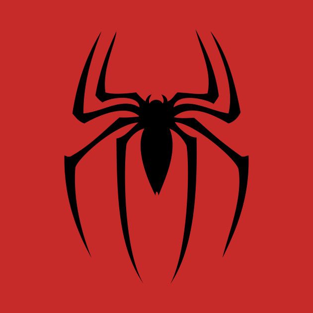 a spiderman logo on a red background